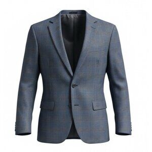 Croft & Barrow Blue Black Glen Plaid 2 Button Sport Coat Jacket Mens Size 48R